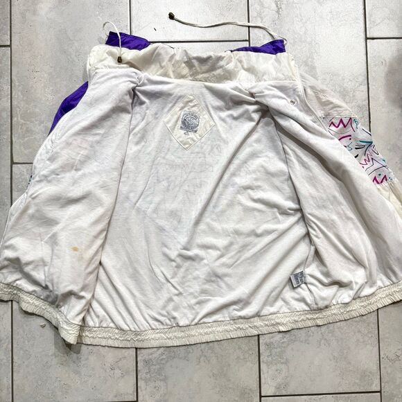 Vintage 80s Retro Jazz Design Parka Jacket Size 2X Womens Baggy Oversize - Picture 6 of 8